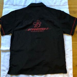 white and grave budweiser button up